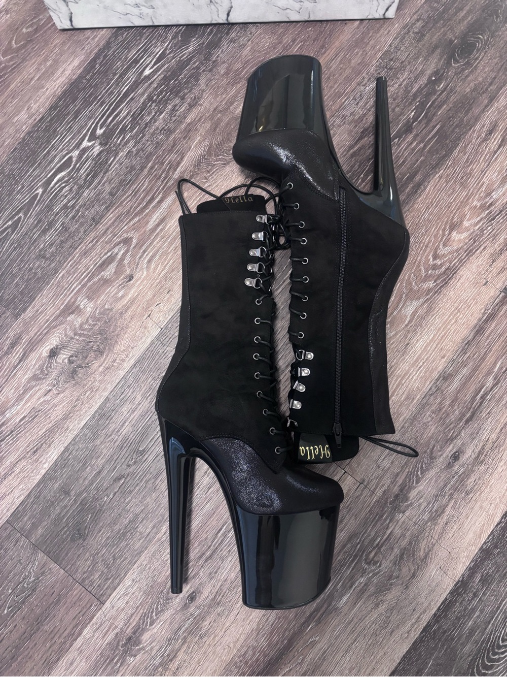 Hella heels Black Lace-Up Platform Stiletto Boots - Picture 4 of 7